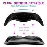 Lámpara de uñas para esmalte de gel, 168W 42 LED Secador de uñas profesional UV Lámpara de uñas LED con 4 ajustes de temporizador, Pantalla LCD, Herramientas profesionales de decoración de uñas con sensor automático, Función de temporizador de memoria y p