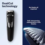 Philips Norelco Multigroomer - Recortadora todo en uno serie 3000, kit de aseo para hombre, 13 piezas, para barba, cara, nariz y oreja, recortadora de pelo y cortapelos sin necesidad de aceite de cuchilla, MG3750/60