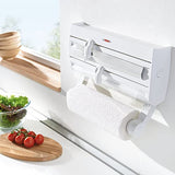 Dispensador de Toalla de Papel Empotrado | Envoltorio de plástico, y Aluminio con Estante para Especias | Blanco