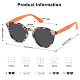 ▶ Anteojos de sol polarizadas redondas retro para mujeres y hombres, clásicas clásico Sunnies SJ2069, Beige Tortoise/Gris, Mediano