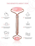 Gua Sha - Rodillo de jade, rodillo facial de cuarzo rosa, herramientas para el cuidado de la piel, masajeador facial de belleza, rodillo de ojos para ojos hinchados, regalos de cuidado personal para mujeres, juegos y kits de cuidado de la piel HANABEE (ro