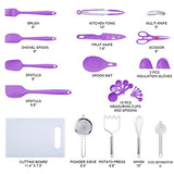 Juego de 42 utensilios de cocina de nailon y acero inoxidable, juego de herramientas de cocina, juego de hornear, juego de espátula, utensilios de cocina, accesorios de cocina, color morado