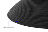 ▶ Sombreros de paja plegables para mujer, sombrero de playa de verano, plegable, visera ancha, estilo profundo, tamaño ajustable, Negro, Talla única