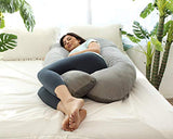 almohada para embarazo, almohada de cuerpo entero en forma de U y soporte de maternidad – apoyo para espalda, caderas, piernas, para mujeres embarazadas, Gris - Terciopelo, Solid Body