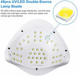 Lámpara de uñas para esmalte de gel, 180W 45 UV/ LED Secador de uñas profesional UV Lámpara de uñas LED con 4 ajustes de temporizador, Pantalla LCD, Función de temporizador de memoria y pausa, lámpara de gel de curado portátil más rápido