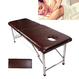 Cama Plegable, Mesa De Masaje De Cuero De PU Plegable Cama De Masaje De Spa De Piernas De Acero Inoxidable Para El Salón De Casa Marrón Oscuro, Estructura Compacta Para El Hogar, Salón De Belleza, Hot