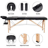 ▶ Cama De Masaje  cama de masaje portátil, mesa de terapia de masaje, cama de spa de 84 pulgadas, ajustable, 2 pliegues, cama de salón con bolsa no tejida, color negro