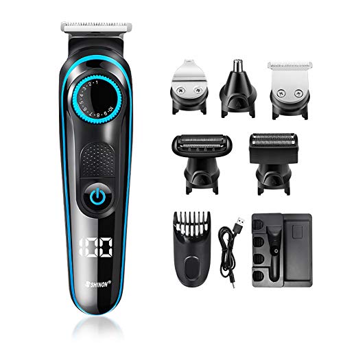 Afeitadora Eléctrica, Sebami Multi Kit Máquina recortadora de barba 5 en 1 rasuradoras para hombre Barbero Electrico Cortapelos Profesional Hombre Cortador Pelo Cortadora de Pelo Recargable Máquina de Afeitar Recortadora Barba (Negro)
