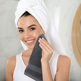 Juego de 12 paños de baño de lujo (12 x 12 pulgadas), 600 g/m², 100 % algodón, altamente absorbentes y suaves al tacto, para baño, spa, gimnasio y toalla facial (gris)
