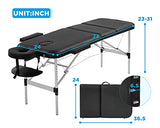 Mesa de Masaje portátil de 3 Camas Plegables de 188 cm de Altura Ajustable de Aluminio para salón de salón, Caja de Transporte, Mesa de Tatuaje, Cama Facial con Capacidad para hasta 400 Libras