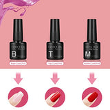 Juego de Esmaltes de UñAs Mate, Base de Gel Y Capa Superior, Esmalte de UñAs Set de Arte de UñAs Para SalóN de UñAs 7ml Cada Botella (Paquete de 3)