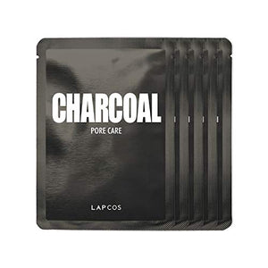 5 Mascarillas Faciales Charcoal de Lapcos. Lujoso Cuidado de la Piel con Polvo de Carbón para Extraer los Residuos que Obstruyen los Poros de la Piel Facial