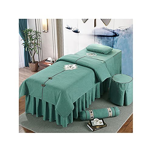 Juego de sábanas para cama de masaje, juego de spa Colcha de belleza Four Piece Set Simple High-Garde Cotton Beauty Salon Special Massage Massage Shampoo Colchoneta ( Color : Green , Size : 70*190cm )