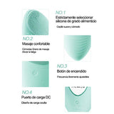 Cepillo De Limpieza eléctrico de Silicona,Cepillo Limpiador Facial Instrumento de Limpieza eléctrico de Silicona Masajeador limpiador facial para todas las pieles Lavable USB recargable (Verde)