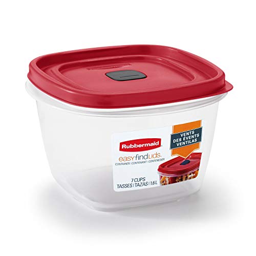 Rubbermaid - Recipiente para alimentos con tapa, Rojo, 7-Cups - Quantity 1, 1