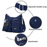 SUKRY Bolsa cruzada de nailon para mujer con bolsillo RFID antirrobo, bolsa de hombro impermeable y bolso de mano, Azul oscuro