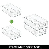 ▶ Organizador clóset de cocina y despensa organizador de almacenamiento de contenedores – Pack de 4, poco profundo, transparente