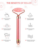 Masajeador facial 3 en 1 para las mujeres 3D V Línea de Levantamiento de Cuarzo Rosa Cara Rodillo de Cuidado de la Piel Herramientas Eléctrico Vibrador de Ojos Herramienta de Levantamiento de Cara Doble Reductor de barbilla HANABEE Anti Envejecimiento Mas