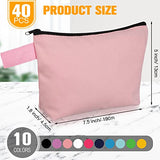 Paquete de 40 bolsas de maquillaje de lona, bolsas de cosméticos a granel con parte inferior de lona con cremallera, bolsa multiusos en blanco, pequeñas bolsas de maquillaje para mujeres, monedero, lápiz de aseo para manualidades, 10 colores, 7.4 x 5.1 x