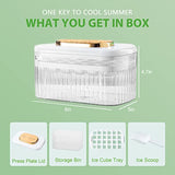Bandejas de hielo de silicona para congelador, bandeja apilable para cubitos de hielo con tapa, contenedor y cuchara, moldes de hielo duraderos, 24 piezas para enfriar hielo, cóctel, whisky, té, café, sin BPA (blanco)