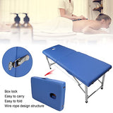 ▶ Cama De Masaje  Portátil, Cama de Pestañas Profesional Plegable, Cama de Masaje Cómoda Ajustable con Bolsa de Transporte Y Soporte de Acero Inoxidable Engrosado para Salón, SPA, Hogar, Oficina (Azul)
