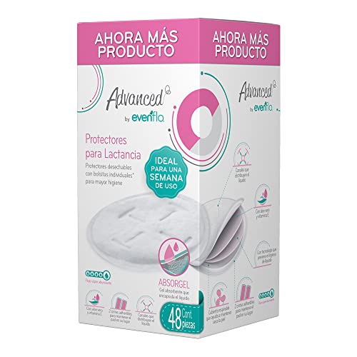 Advanced by Evenflo, Protectores para Lactancia, Paquete de 48 piezas, con Sistema Absorgel Antiescurrimientos, MEX