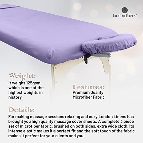 Juego de sábanas de microfibra suave para mesa de masaje, 3 piezas, incluye funda para mesa de masaje, sábana bajera de masaje y funda para reposamuñecas de masaje (lila)