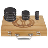 16 piedras calientes para masaje con calentador de bambú, piedras de masaje caliente de basalto con caja calefactora, set de masaje eléctrico para spa profesional o en casa, relajante, curación, alivio del dolor (16 unidades)