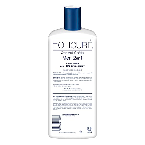 Folicuré Shampoo Men 2en1 Control Caspa on Folisacáridos, Pantenol y Biotina 700 ml