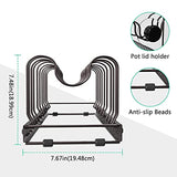 Soporte para Ollas Sartenes con 4 Ganchos y 10 Divisores, Organizador de Gabinete de Cocina Expandible Ajustable para Despensa, Utensilios de Cocina, Horno, Tabla de Cortar, Tapa -Bronceado