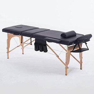 Camas de Masaje, Cama de masaje portátil tatuaje moxibustión fisioterapia cama Belleza Cama SPA Cama con estuche de transporte extra ancho Negro