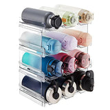 ▶ Organizador apilable de botellas de agua para clóset, congelador, despensa, soporte para vasos de plástico, estantes de vino para almacenamiento de mesa de cocina, clóset, oficina, paquete de 4, cada estante tiene capacidad para 3 recipientes