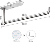 Soporte para Toallas de Papel de Cocina,Soporte para debajo del Gabinete, Percha Toallero para Baño, Nevera, Fregadero, Acero Inoxidable 304, Disponible en Adhesivo y Tornillo -Plata