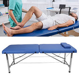 ▶ Cama De Masaje  Portátil, Cama de Pestañas Profesional Plegable, Cama de Masaje Cómoda Ajustable con Bolsa de Transporte Y Soporte de Acero Inoxidable Engrosado para Salón, SPA, Hogar, Oficina (Azul)