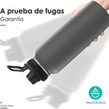 950ML Termo，Hisemy Termo de Acero Inoxidable sin BPA，Termo Agua(Dos Tapas),Botella Térmica，100% a Prueba de Fugas, Aislamiento de Doble Pared，para Agua Fría (24 horas) o Caliente (12 horas) Gris
