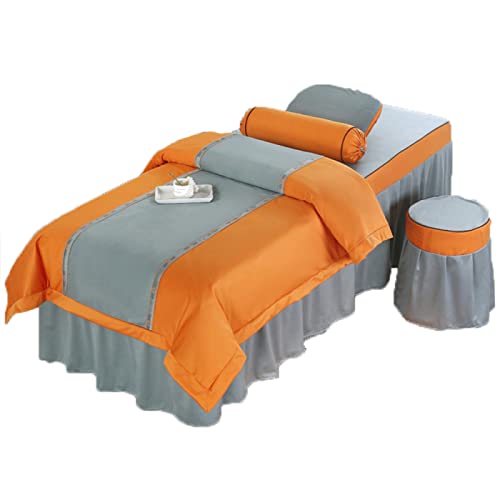 Funda para Cama de Masaje Juego de Fundas para Mesa de Masaje de Poliéster de 4 Piezas Juego de Fundas para Cama de Belleza Funda para Mesa de Masaje Acolchada,Grey-185 * 70cm/73 * 27in