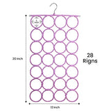 Percha para bufanda ~ Soporte multiusos para armario ~ Eliminación de desorden y ahorro de espacio para bufandas, chal, cinturones y accesorios ~ Percha para bufanda 28 anillos (morado lavanda)