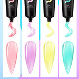 HavenJanny Kit Uñas de Gel, 4 Colores Gel de Extensión de Uñas, Glitter Polygel Nail Kit con Top Coat y Base Coat, 72 piezas de puntas de uñas, Regalos para Madre, Novia y Amiga (B)