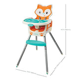 Infantino - Silla de bebé 4 en 1 – Ahorro de espacio, elevador multietapa y silla para niños pequeños con alfombrilla multiusos para comida y charola apta para lavavajillas, en un diseño de zorro