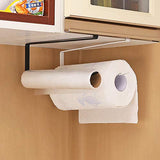 Dispensador de toallas de papel para debajo del gabinete (sin taladrar) para cocina, baño, colgar toallas de papel sobre la puerta, diseño humanizado (Blanco)