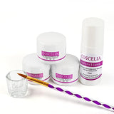 COSCELIA polvo acrílico blanco rosa claro con pincel para decoración de uñas y líquido acrílico para salón de uñas en casa