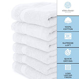Toallitas de algodón de Lujo, tamaño Grande, para Hotel, SPA, baño, 12 Unidades, Color Blanco