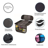 Protector para Asiento de Coche Universal, Protector de Asiento de Seguridad Antipatinaje para Bebé Protección del Cojín, Resistente al Agua y a la Suciedad -  Se Asegura con Las Correas Superiores - 3 Bolsillos de Almacenamiento