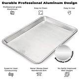 Juego de bandejas de aluminio para hornear con rejilla de refrigeración de acero inoxidable – Tamaño de media hoja de 13 x 18 pulgadas, lados con borde duradero, fácil de limpiar, calidad comercial para cocinar y asar