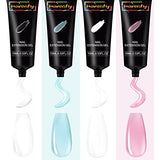 ▶ HavenJanny Kit Uñas de Gel, 4 Colores Gel de Extensión de Uñas, Glitter Polygel Nail Kit con Top Coat y Base Coat, 72 piezas de puntas de uñas, Regalos para Madre, Novia y Amiga (C)