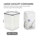 Recipientes grandes de almacenamiento de alimentos de 5.2 l / 176 onzas, 4 recipientes herméticos de plástico sin BPA para harina, azúcar, suministros para hornear, con 4 tazas medidoras y 24 etiquetas, color negro