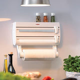 Dispensador de Toalla de Papel Empotrado | Envoltorio de plástico, y Aluminio con Estante para Especias | Blanco