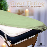 London Linens Juego de sábanas de mesa de masaje de 3 piezas, 100% franela de algodón natural, incluye funda de mesa de masaje, sábana bajera de masaje y funda de descanso facial de masaje (verde salvia)