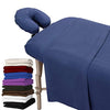 Juego de sábanas extra gruesas de 3 piezas, 100% franela de algodón natural, incluye funda para mesa de masaje, sábana bajera de masaje y funda para reposamuñecas de masaje (azul)