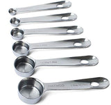 ▶Juego de tazas y cucharas medidoras de acero inoxidable con asas largas remachadas, taza de medición apilable pulida y cuchara medidora, acero grueso resistente, construido para durar toda una vida – Juego de 10